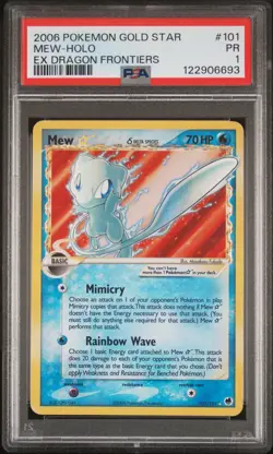 2006 POKEMON EX DRAGON FRONTIERS GOLD STAR #101 MEW-HOLO PSA 1 - Image 1