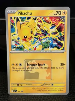 2025 Pokemon TCG Pikachu SVP225 Worlds Celebration Tournament Winner Promo - NM - Image 1