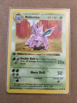 Pokemon TCG Nidorino Base Set 37/102 1st Edition Never Played Near Mint - Image 1