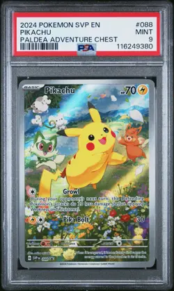 PSA 9 Pikachu Black Star Promo 88 Paldea Adventures Chest Pokemon Card NM/M TCG - Image 1