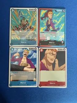 Marco One Piece TCG 4-card lot OP08 Leader+OP10 Rare+OP01/OP09 Common - PWE - Image 1