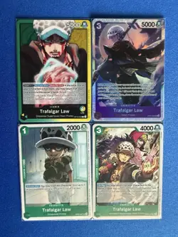 Trafalgar Law One Piece TCG 4-card lot OP05 Super Rare + OP10 Leader+++ PWE - Image 1