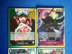 Trafalgar Law One Piece TCG 4-card lot OP05 Super Rare + OP10 Leader+++ PWE - Image 3