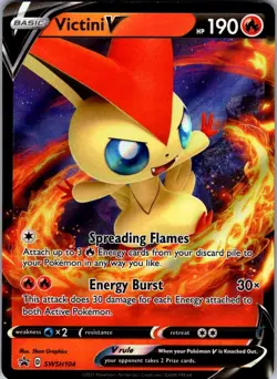 Pokemon Card Victini V SWSH104 Black Star Promo Holo Rare Near Mint - Image 1