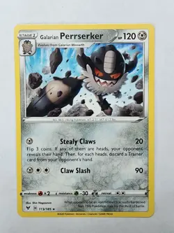 Galarian Perrserker 113/185 Non Holo Rare Vivid Voltage Pokemon TCG Card - Image 1