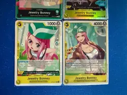 Jewelry Bonney One Piece TCG 4-card lot OP08 Super Rare+OP07 Leader+more - PWE - Image 4