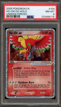 Pokemon Ho-Oh ex EX Unseen Forces Holo Ultra Rare #104 PSA 8 - Image 1