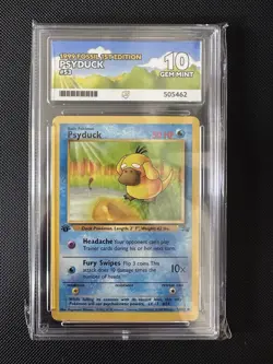 Pokemon TCG Psyduck Fossil First Edition 54/62 Ace Grading 10 - Image 1