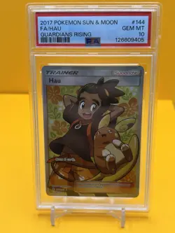 2017 Pokemon Sun Moon Guardians Rising Hau Full Art #144/145 PSA 10 Gem Mint - Image 1