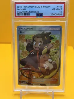 2017 Pokemon Sun Moon Guardians Rising Hau Full Art #144/145 PSA 10 Gem Mint - Image 3