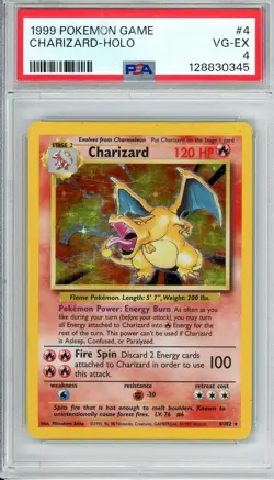 1999 POKEMON GAME CHARIZARD #4 BASE SET HOLO RARE PSA 4 - Image 1