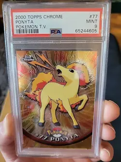 2000 Topps Chrome Pokemon Ponyta #77 PSA 9 Mint - Image 3