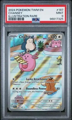 2024 POKEMON TWM EN-TWILIGHT MASQUERADE #187 CHANSEY ILLUSTRATION RARE PSA 9 - Image 1