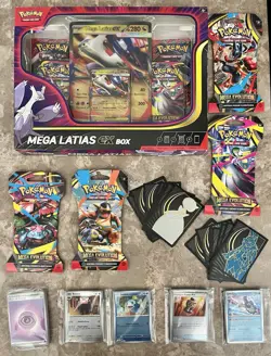 Pokemon Mega Evolution Lot- 8 Sealed Boosters, 100+ Mega Singles, & Sleeeves! - Image 2