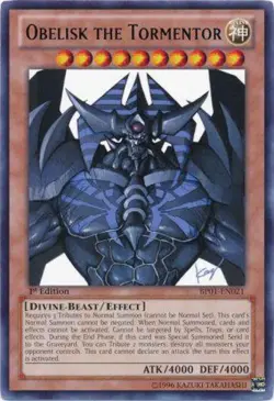 Yugioh! MP Obelisk the Tormentor - BP01-EN021 - Rare - 1st Edition Moderately Pl - Image 1
