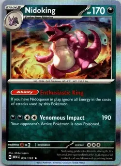 Nidoking 034/165 Scarlet & Violet Holo Rare Near Mint Pokemon DNA GAMES - Image 1