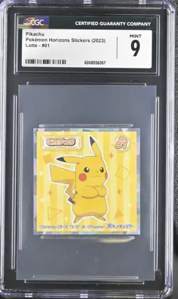 2023 Lotte Pokemon Japanese Horizons Wafer Stickers #01 Pikachu Cgc Mint 9 - Image 1
