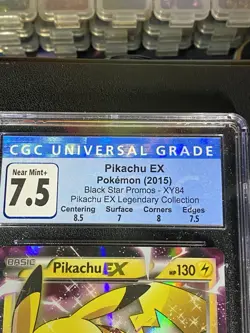 CGC 7.5 Pikachu EX-Pokemon 2015 Black Star Promo XY84-EX Legendary Collection - Image 3