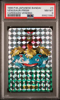 1996 POKEMON JPN BANDAI CARDDASS VENDING #3 VENUSAUR-PRISM PSA 8 - Image 1