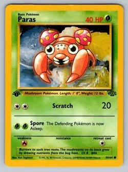 1999 Pokemon Jungle 1st Edition WOTC Paras Common 59/64 NM - Image 1