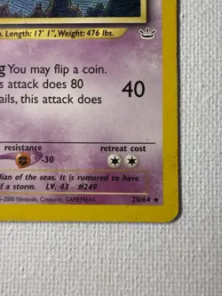 Pokemon TCG Lugia 20/64 Neo Revelation Rare Unlimited (2000 WOTC) - MP - Image 4