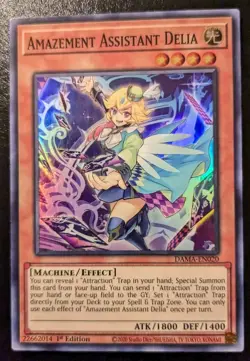 Amazement Assistant Delia DAMA-EN020 1st Ed. Super Rare Dawn Of Majesty Yu-Gi-Oh - Image 1