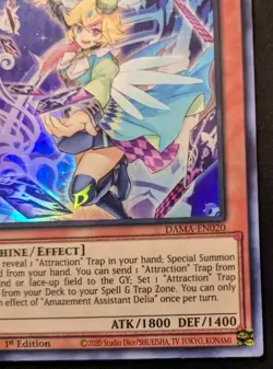 Amazement Assistant Delia DAMA-EN020 1st Ed. Super Rare Dawn Of Majesty Yu-Gi-Oh - Image 5