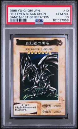 1998 YU-GI-OH! JPN BANDAI-1ST GENERATION #10 RED-EYES BLACK DRAGON PSA 10 - Image 1