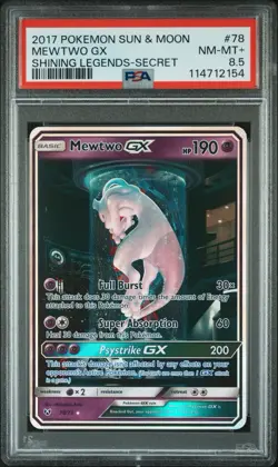 Mewtwo GX 78/73 Shining Legends Sun & Moon Secret Rare Card Pokemon PSA 8.5 - Image 1