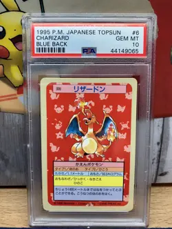 PSA 10 1995 Pokemon Topsun BLUE BACK Original OG Charizard 006 Rare Grail Card! - Image 1
