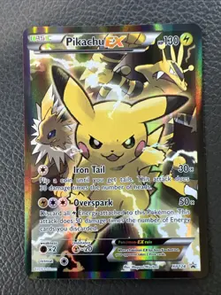 Pokemon Pikachu EX Holo Black Star Promo Card XY124 English, LP Condition - Image 1