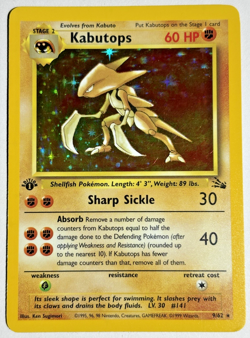 Pokemon TCG Kabutops 1st Edition Rare Holo Card #9/62 Fossil - Image 1