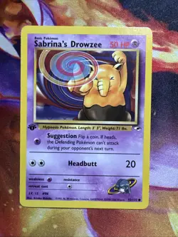 Sabrina's Drowzee 92/132 1st Edition Gym Heroes Pokemon Card Near Mint - Image 1