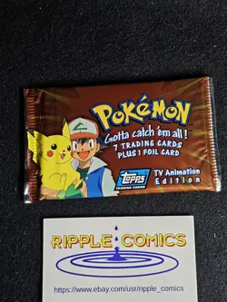 Pokemon Topps Series 1 Factory Sealed Booster Pack Blue Label - Image 1