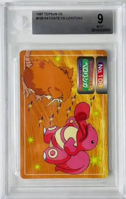 1997 Raticate vs Lickitung Topsun VS Pokemon Pocket Monsters #108 BGS 9 MINT - Image 2
