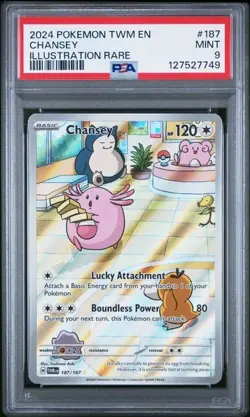 2024 Pokemon Chansey Twilight Masquerade Illustration Rare #187 PSA 9 - Image 1