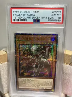 PSA Gem 10 Fallen Of Albaz 1st Ed QCR Ra01 En021 Yugioh 2023 - Image 1