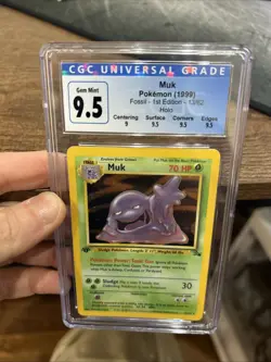Muk 1999 1st Edition CGC Graded 9.5 Rare Pokemon Fossil Holo 13/62 TCG Card - Image 1