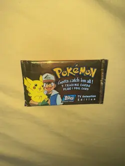 Pokemon Topps TV Animation Edition Sealed Pack Of 7 Trading Cards & 1 Foil 1999 - Image 1