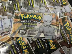 Topps Pokemon THE FIRST MOVIE Booster Pack 9 Cards Foil Black Logo Sealed NEW - Image 1