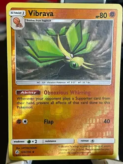 POKEMON VIBRAVA 109/236 UNCOMMON REVERSE HOLOFOIL COSMIC ECLIPSE NM CARD - Image 1