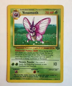 Venomoth Rare 29/64 Jungle Set Non-Holo Unlimited English Pokemon TCG Card WotC - Image 1