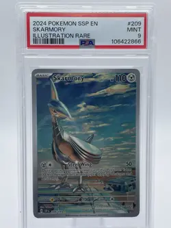 2024 Pokemon SV - Surging Sparks - Skarmory #209 Illustration Rare - PSA 9 Mint - Image 1