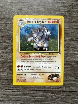 Pokemon TCG Brock's Rhydon Gym Heroes 2/132 Holo Unlimited Rare - Image 1