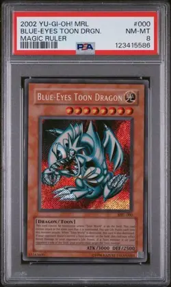 2002 Yu-Gi-Oh! Blue-Eyes Toon Dragon MRL-000 Secret Rare PSA 8 - Image 1