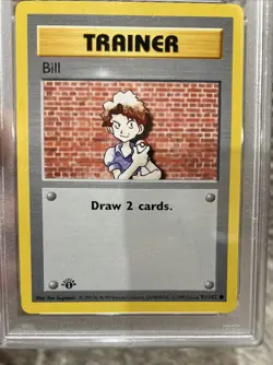 PSA 8 MINT POKEMON 1999 1ST EDITION BASE SET SHADOWLESS BILL TRAINER CARD #91 - Image 2