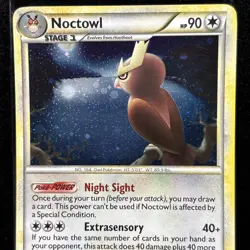 Noctowl HeartGold SoulSilver Holo Card 8/123 Rare Pokemon TCG - Image 3