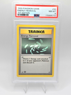 Pokemon Card 92/102 Energy Removal 1st Edition Base Set English - PSA 8 NEW CERT - Image 1