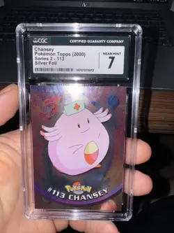 CGC 7 NM-MINT Chansey #113 SILVER FOIL Topps Series 2 Pokemon Card 219 - Image 1