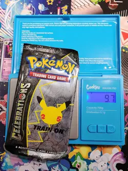 9.7g! Heavy Pokemon 25th Anniversary - Celebrations Booster Pack 4 Cards Sealed - Image 1